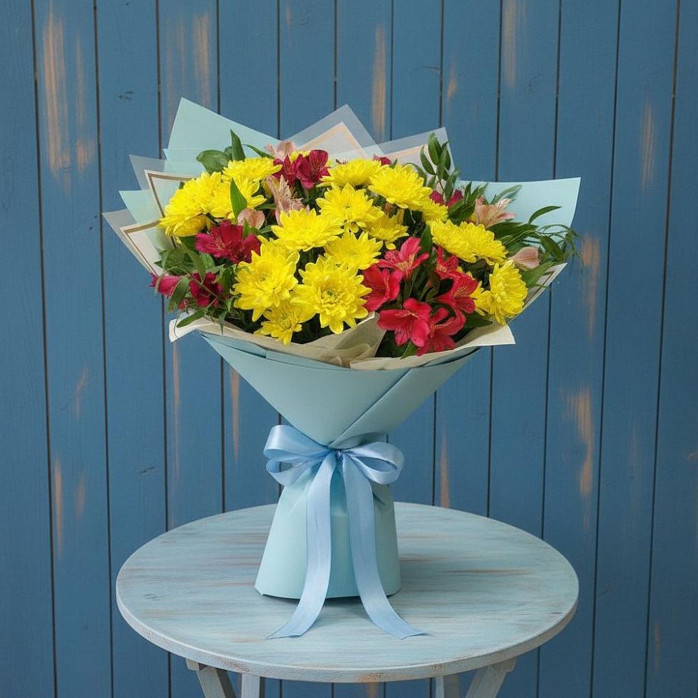 Букет цветов из: Альстромерии и Хризантемы в Катав-Ивановске