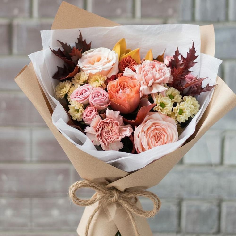 Букет цветов из: Гвоздики, Хризантемы и Розы в Катав-Ивановске