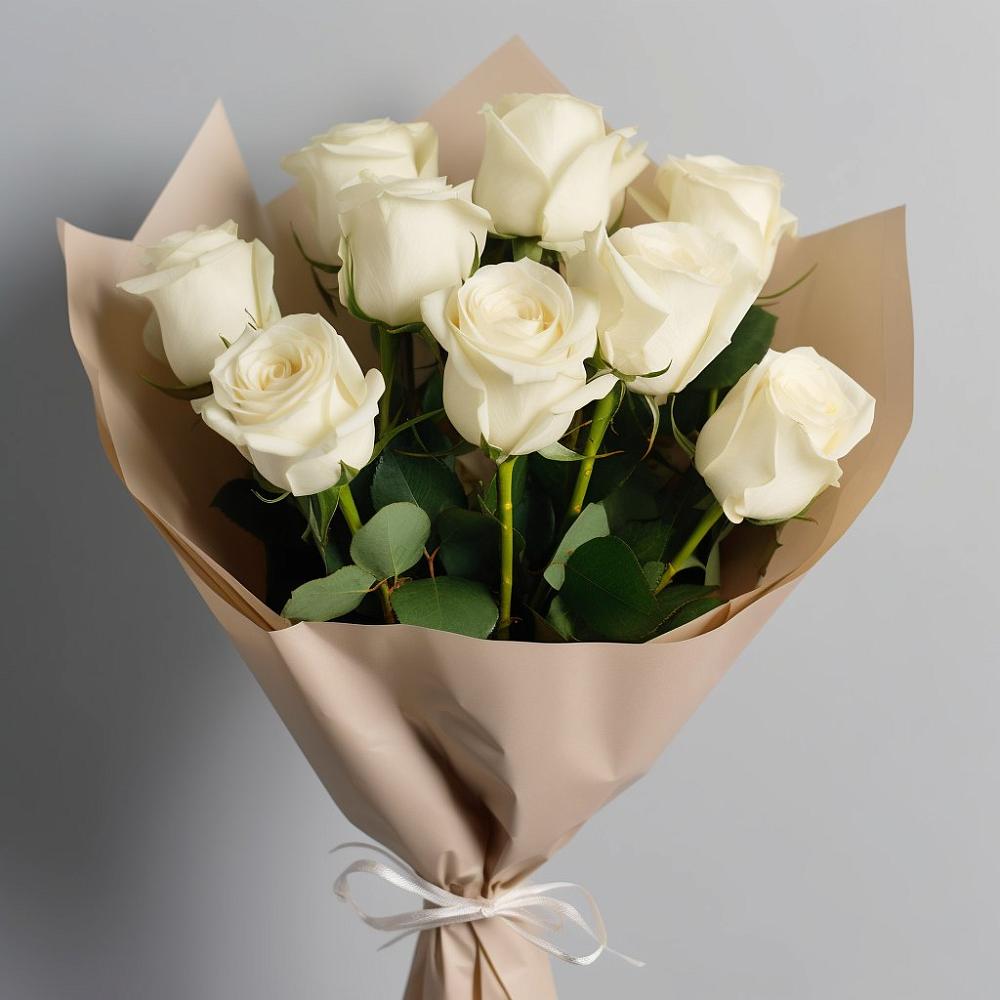 Букет 9 Белых роз Эдлесс Лав в Катав-Ивановске