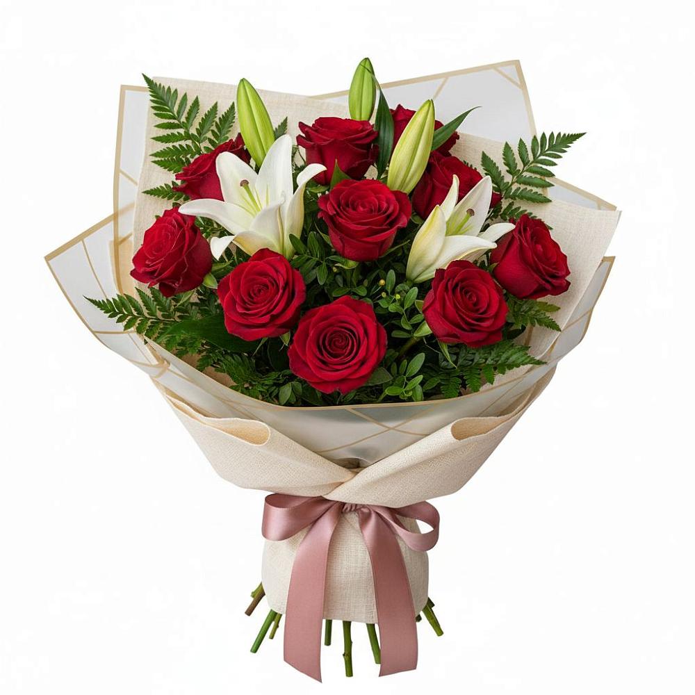 Букет цветов из: Лилии и Розы в Катав-Ивановске