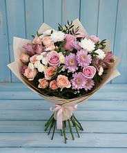 Букет цветов из:  Хризантемы, Розы и Альстромерии в Катав-Ивановске